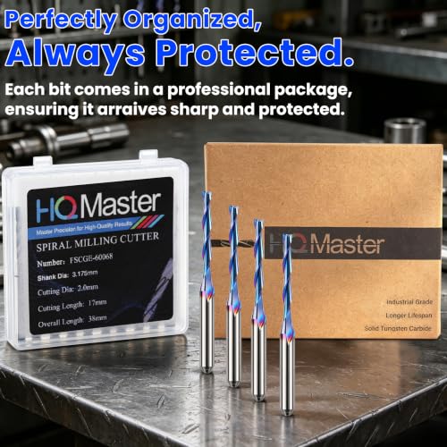 HQMaster 1/8" Shank CNC Router Bits 2 Flute Upcut CNC Bit End Mill 10pcs - size: 0.08"CED x 1/8"SD x 11/16"CEL x 1-1/2"OA