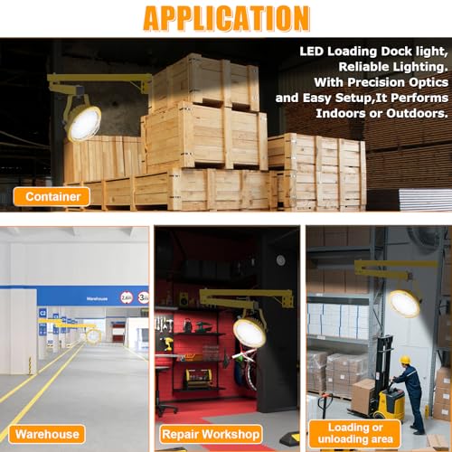 LED Loading Dock Light with 43" Adjustable Swing Arm, 30W/50W Selectable, 5500LM 3CCT (3000K/4000K/5000K), IP65 Waterproof, 360° Rotatable Work Light for Warehouse, Trailer, Garage, 100–277V ETL