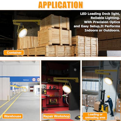 LED Loading Dock Light with 43" Adjustable Swing Arm, 30W/50W Selectable, 5500LM 3CCT (3000K/4000K/5000K), IP65 Waterproof, 360° Rotatable Work Light for Warehouse, Trailer, Garage, 100–277V ETL