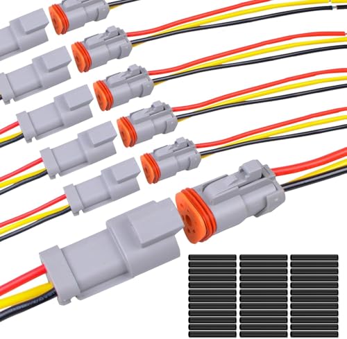 Exqutoo 6Pack 3-Pin DT Connector Male and Female Wire Connectors - size: 3-pion/6pack