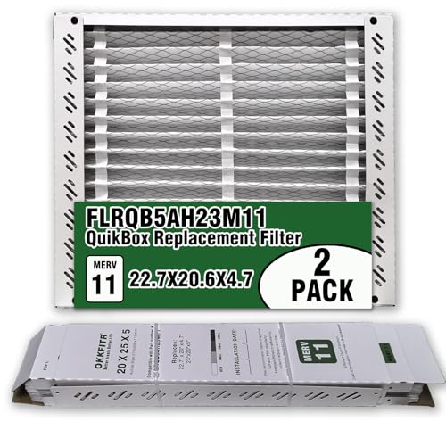MERV 11 Pleat Air Filter Compatible with Trane FLRQB5AH23M11 QuikBox, 22.7"x20.7"x4.7", 2-Pack