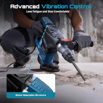 Seesii 13 Amp SDS-Plus Rotary Hammer Drill for Concrete, 6J, 4 Functions
