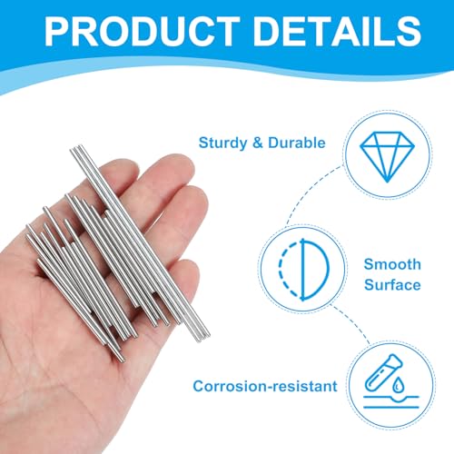 PATIKIL Round Metal Rod 2mm x 55mm, 30 Pcs Carbon Steel Round Shaft Rod