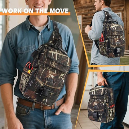 Electrician Tool Pouch Bag, Zippered HVAC Tool Organizer - color: Camouflage