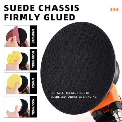5-inch Pneumatic Random Orbital Sander Set, Dual-Action (DA) Pneumatic Handheld Sander, Low-Noise, Low-Vibration, Suitable for Auto Body Repair, Car Detailing, Woodworking, and Metalworking