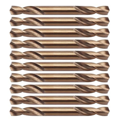 10 Pack Cobalt Drill Bits Double Ended 5.2mm M35 High Speed Steel Twist Drill Bits Set Stubby Body for Stainless Steel, Hard Metal, Cast Iron, Plastic and Wood 1/5 Inch - size: 5.2mm/0.2"