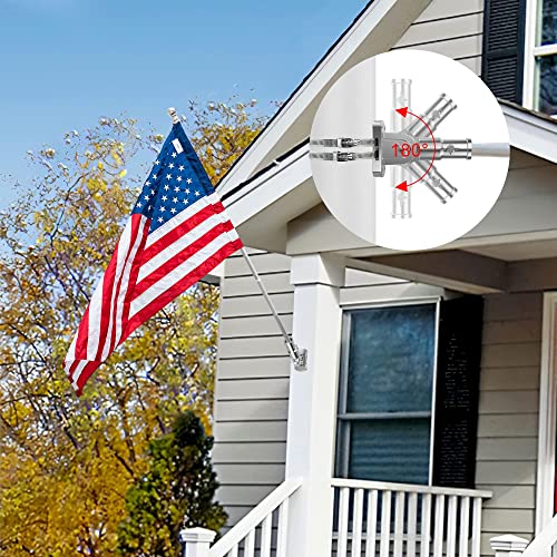 Heavy Duty 180° Adjustable Stainless Steel Flag Pole Bracket - color: Silver