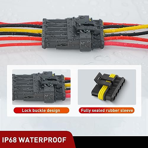 Nilight 260PCS 6 Pin Electrical Connector ‎Plug with Male Female Terminals - size: 6Pin Connector 200Pcs