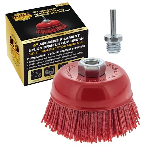 Dura-Gold 4" Abrasive Filament Nylon Bristle Cup Brush - 5/8" 11 Thread, - size: 4-inch