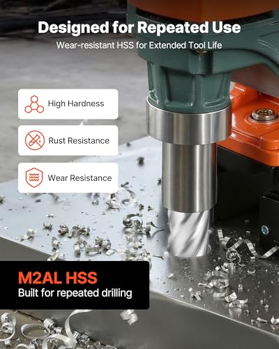 VEVOR Annular Cutter Set, 13 pcs Universal Shank Mag Drill Bits Kit, 2" Cutting Depth, 7/16" to 1-1/16" Cutting Diameter, HSS, 11 Drill Bits with 2 Pilot Pins, Plastic Case, for Magnetic Drills, Steel - size: 7/16" - 1-1/16" * 2"(Universal)