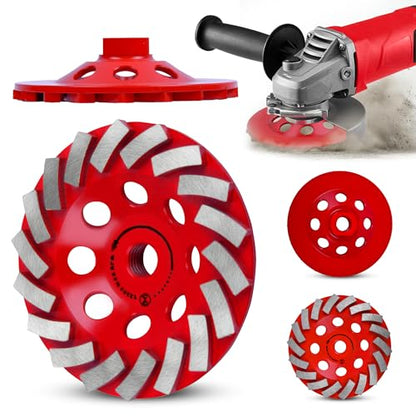 Diamond Grinding Wheel 4 1/2 inch for Angle Grinder, Concrete Grinding Wheel 18 Segments, Cup Grinding Wheel, Turbo Row Diamond Cup Wheel for Grinding Concrete, Cement, Masonry - Medium Bond