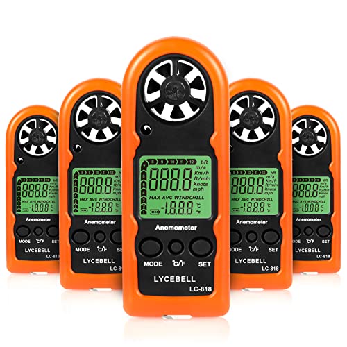 Mini Portable Anemometer Handheld 5pcs, Measures Wind Speed Wind Chill Temp