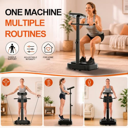 Vibration Plate with Handles for Lymphatic Drainage,Low-Impact Workouts - color: Black