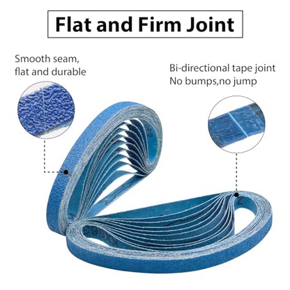 1/2x18 Inch Zirconia Sanding Belts 60 Grit, 30 Pack - color: 60 Grit, size: 1/2x18 inch