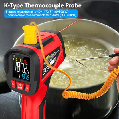 Infrared Thermometer Gun, 1472°F Digital Laser Temperature Gun with Probe