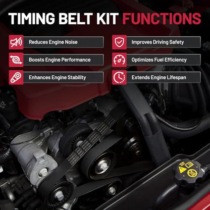 BDFHYK TCK282 Engine Timing Belt Kit with Water Pump Compatible with Hyundai 1996-2011 Accent Compatible with Kia 2006-2011 Rio, Rio5 1.5L 1.6L L4 DOHC - size: TCK282