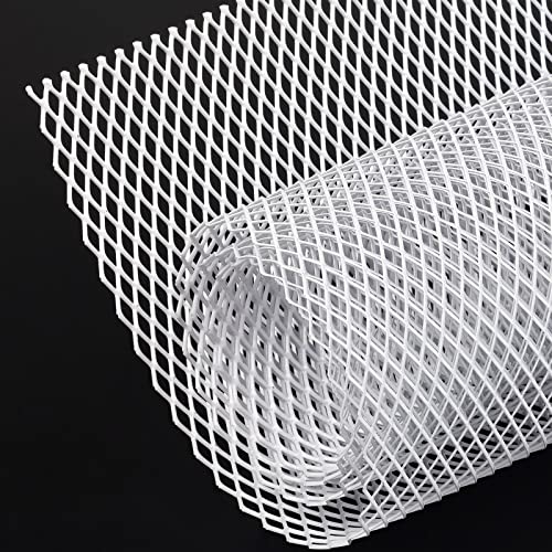 AggAuto Universal 40"x13" Car Grill Mesh 6x12mm Rhombic Hole White - size: 6x12mm Rhombus - White