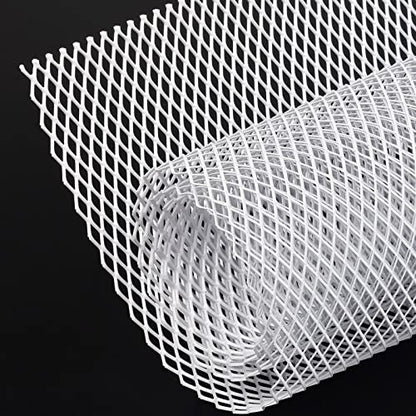 AggAuto Universal 40"x13" Car Grill Mesh 6x12mm Rhombic Hole White - size: 6x12mm Rhombus - White