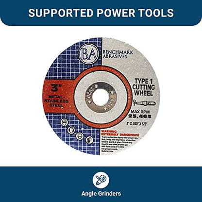 Benchmark Abrasives 3" x .040" x 3/8" Thin Metal Cutting Wheels - 25 Pack