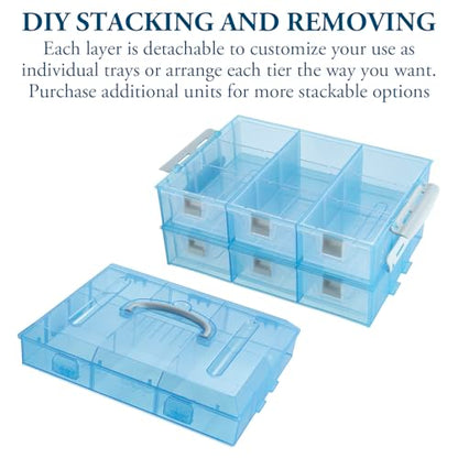 MyGift Sky Blue Craft Storage Organizer Case, 24 Compartments & 6 Drawers - color: Aqua Blue