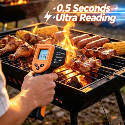 Grilling Infrared Thermometer Gun for Cooking, Pizza Oven Thermometer