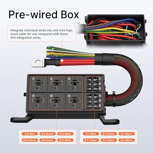 DaierTek 12V Relay Box 6 Way12 AWG Pre-Wired Waterproof Relay Box 6 Slot ATC/ATO Fuse Relay Block Universal Relay Panel for Automotive Car Marine Boat - color: Black, size: RB-R6F6-W2