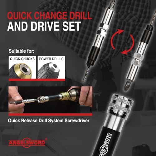 ANGELSWORD Quick Flip Countersink Drill Bit Set, 4pc Quick Flip Drill Bit