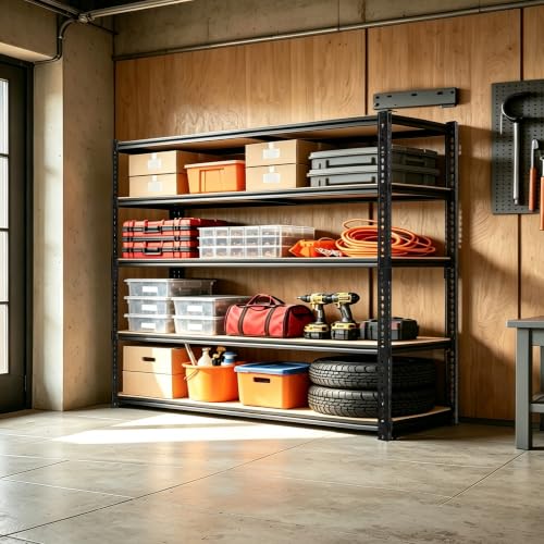 48" W Garage Shelving Heavy Duty, 5-Tier Adjustable Metal Storage Shelves - size: 72"H × 48"W × 24"D