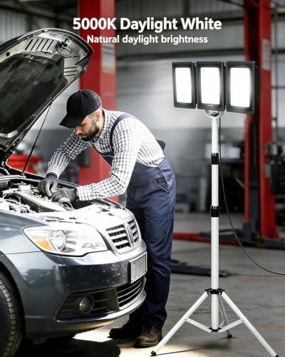 UFOND 21000LM LED Work Light with Stand, Foldable Worklight 3 Brightness - color: Black