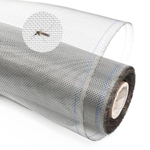 304 Stainless Steel Screen Mesh 47IN x 100FT Roll Metal Window Screen Replacement for Door Patio Pet Vent Porch DIY Projects 20 Mesh Silver - size: 47inx100ft