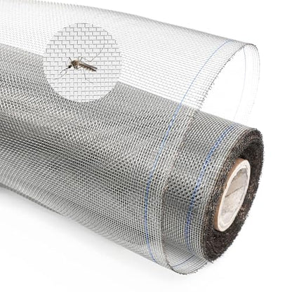 304 Stainless Steel Screen Mesh 47IN x 100FT Roll Metal Window Screen Replacement for Door Patio Pet Vent Porch DIY Projects 20 Mesh Silver - size: 47inx100ft