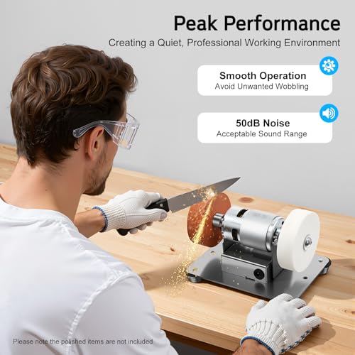 Mini Belt Sander, 7 Speed Adjustable Electric Benchtop Sander Knife Making Supplies with Two 2.75-Inch Grinding Wheels Knife Sharpener Electric for Woodworking Metal Working DIY