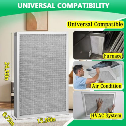 16x25x1 Air Filter MERV-11 | Washable Reusable Furnace Filter| 2-Pack - size: 16''x25''x1''