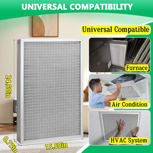 16x25x1 Air Filter MERV-11 | Washable Reusable Furnace Filter| 2-Pack - size: 16''x25''x1''