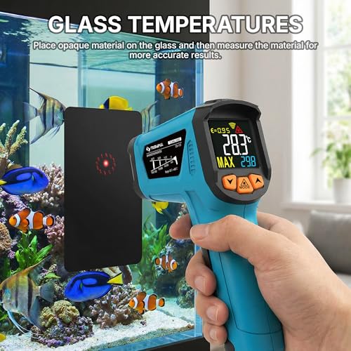 Tilswall Infrared Thermometer Gun, -58°F to 1472°F(-50~800°C), Sky Blue - color: black