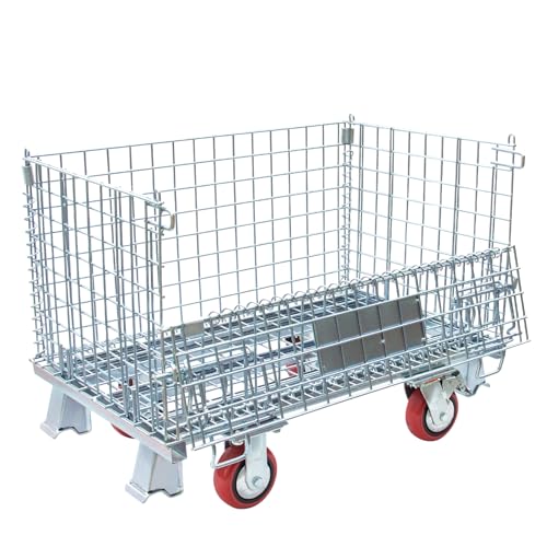 32"x20"x24" Heavy Duty Platform Truck with Cage, Foldable Flatbed Hand Truck Dolly with 4.7” Swivel Casters, 1500LBS Capacity Push Cart for Warehouse, Garage, Grocery, Laundry