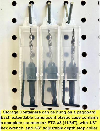 FTG USA 3 Pc #8 (11/64") Countersink Drill Bit Set with Tapered Drill Bits - size: #8, style: Same Sort 3 Pc