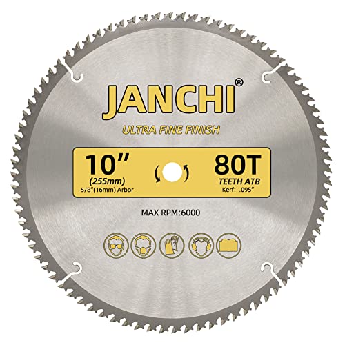 3-Pack Combo 10-Inch 32T & 60T & 80T Woodworking Saw Blades with 5/8" Arbor, .095" Thin Kerf Alternating Top Bevel Tungsten Carbide Teeth Miter/Table Saw Blade Ideal for Various Woods Cutting - size: 10" 32T/60T/80T