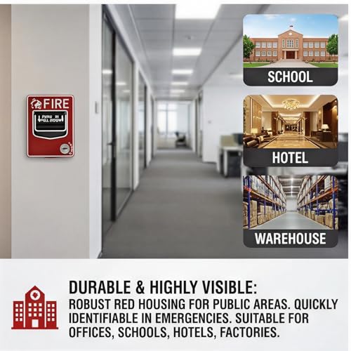 Manual Pull Station Fire Alarm, Emergency Alarm Station with Key, Dual Action Manual Call Point Fire Alarm Panic Button, Wired 9-28VDC Compatible for Alarm Siren or Panel, Includes 2 Keys