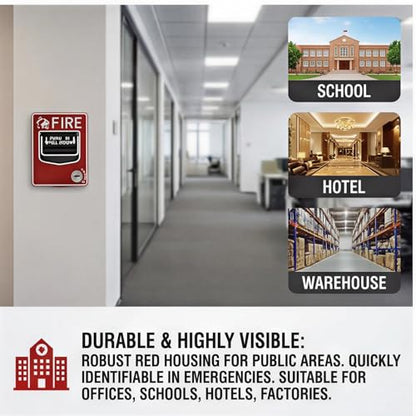 Manual Pull Station Fire Alarm, Emergency Alarm Station with Key, Dual Action Manual Call Point Fire Alarm Panic Button, Wired 9-28VDC Compatible for Alarm Siren or Panel, Includes 2 Keys
