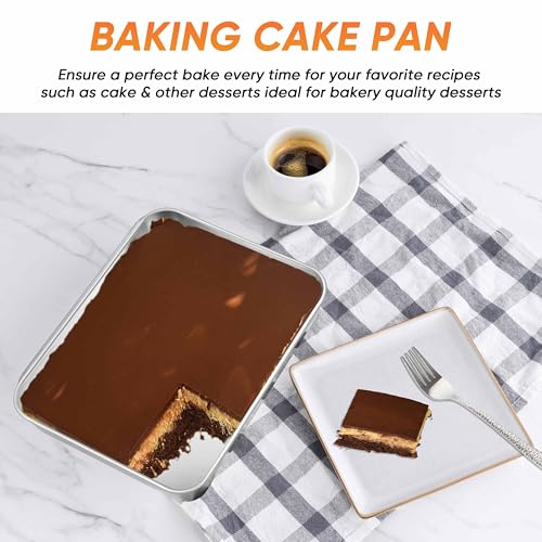 Herogo 12⅓ x 9¾ x 2 Inch Deep Stainless Steel Baking Pan Set of 4 - color: Silver, size: 12.4" x 9.6" x 2"