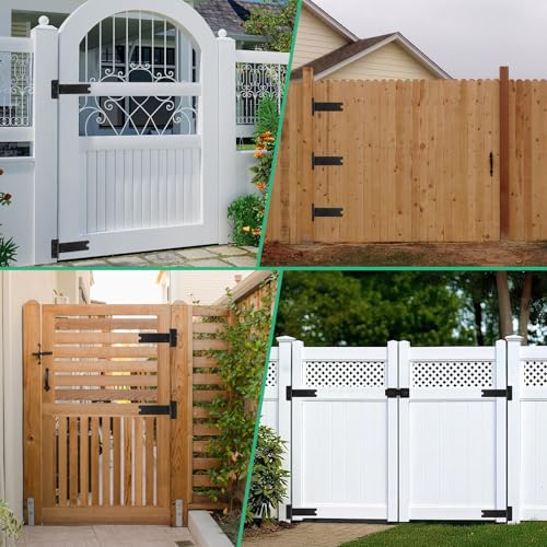 6“ Gate Hinges,280 Lbs Capacity,6 Pack Matte Black Heavy Duty Hinge - size: 6“-6 pcs-U-Matte Black