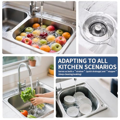 3-in-1 Kitchen Sink Drain Strainer & Sink Stopper 2 Pack - 304 Stainless Steel Sink Drain Strainer, Pop-Up Anti-Clog Design, Fits Standard 3-1/2'' Sink Drains - color: Sus304 Brushed 2pack