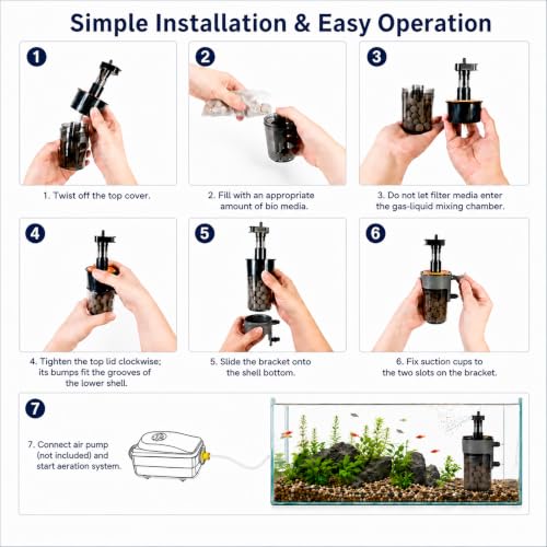 Air-Driven Aquarium Filter with Ceramic Balls, Small - size: Small