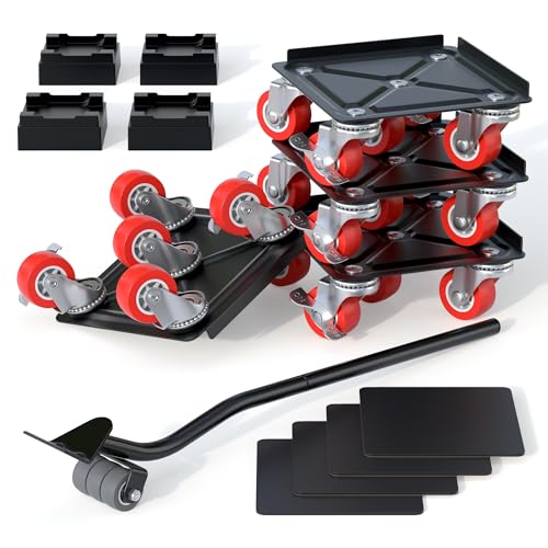 Fivepears Furniture Lift Mover Tool Set-3000 lb,5-Wheel Heavy-Duty Furniture Dolly with Handle,360°Swivel Casters Trolley-Ideal for Moving Heavy Machinery, Equipment, Pianos, Couches and Carpeted