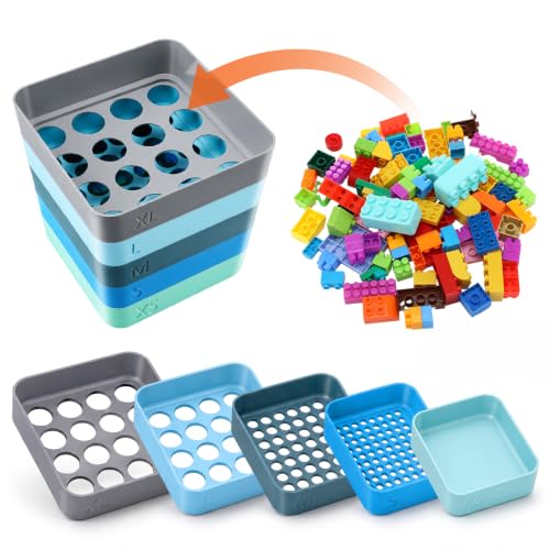 Rtteri 5 Pack Stackable Sorting Trays with 5 Sizes Holes, Classic, Muted