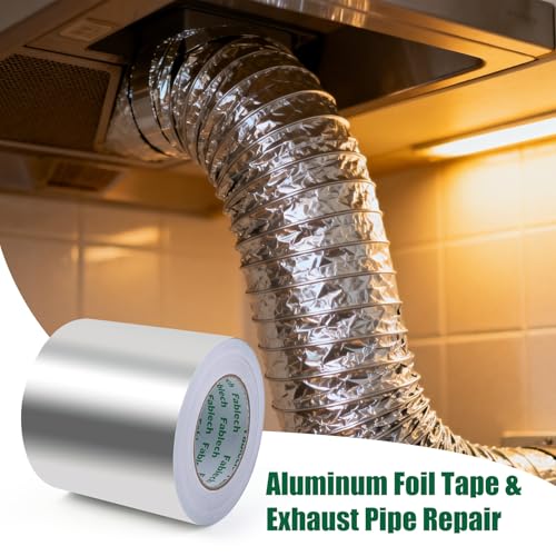 Aluminum Foil Tape,3.2mil Thick, 4 Inch Wide x 55 Yards (165ft), Heavy Duty Waterproof & High Temperature Resistant, for HVAC Duct Sealing, Metal Repair & Insulation - size: 4"×55Y