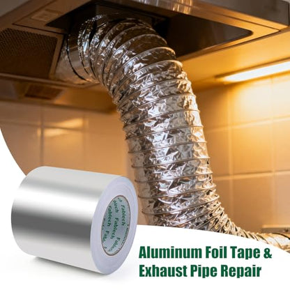 Aluminum Foil Tape,3.2mil Thick, 4 Inch Wide x 55 Yards (165ft), Heavy Duty Waterproof & High Temperature Resistant, for HVAC Duct Sealing, Metal Repair & Insulation - size: 4"×55Y