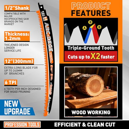 Amartisan 5-Piece Arc Edge Saw Blades - size: Arc Edge Wood Pruning Saw Blades (12 Inch)