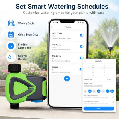 Smart WiFi Hose Timer No Hub Required, App-Controlled Sprinkler Timer for Garden Hose, Automatic Watering Timer for Lawn Yard Greenhouse, Rain Delay, 3/4 Inch Faucet, IP65 Waterproof - style: WiFi Water Timer
